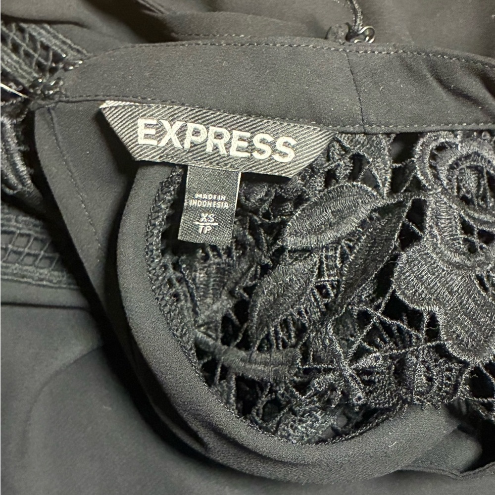 EXPRESS | Black Lace Accent Women's Blouse - Picture 5 of 7